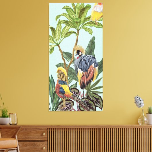 Vogels in het paradijs - grote vogels canvas afdruk (Insitu (Woonkamer))