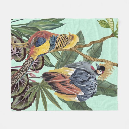 Vogels in het paradijs - grote vogels fleece deken (Voorkant (Horizontaal))