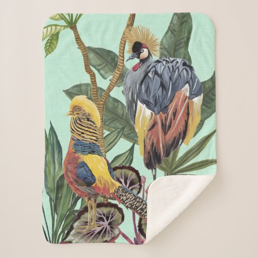 Vogels in het paradijs - grote vogels sherpa deken (Voorkant)