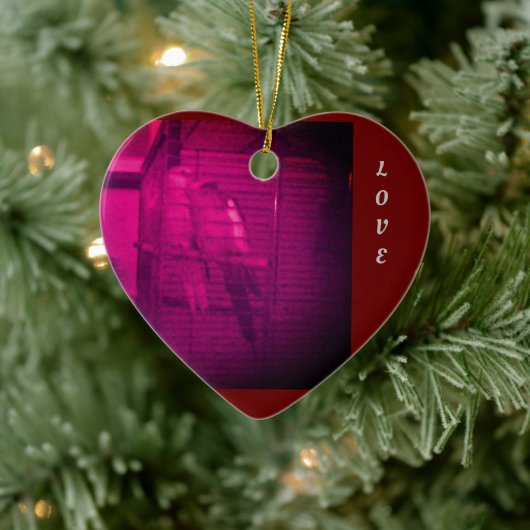 Vogels in Love Kerstmis Heart Ornament (Boom)