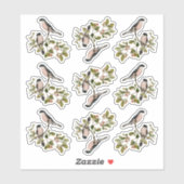   vogels in rode bessen sticker (Vel)