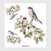   vogels in rode bessen sticker (Vel)