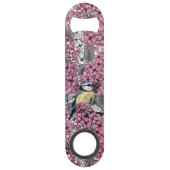 Vogels in roze lila tuin speed flessenopener (Voorkant)