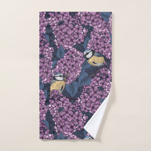Vogels in violette lila tuin bad handdoek (Handdoek)