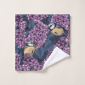 Vogels in violette lila tuin bad handdoek (Wasdoekje)