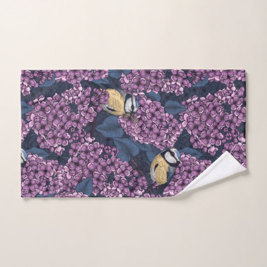 Vogels in violette lila tuin bad handdoek (Handdoek)