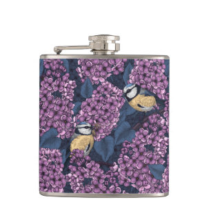 Vogels in violette lila tuin heupfles