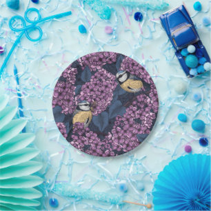 Vogels in violette lila tuin papieren bordje