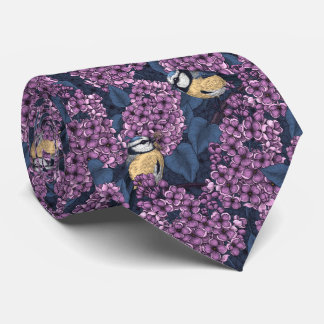 Vogels in violette lila tuin stropdas