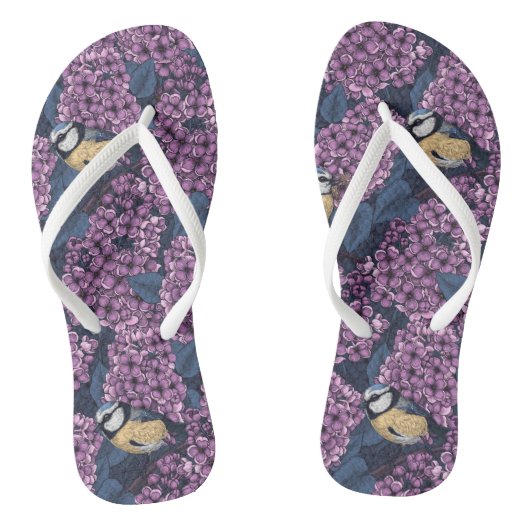 Vogels in violette lila tuin teenslippers (Voetbed)