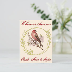 Vogels Inspirerend Quote, Vogelbloemenkrans Briefkaart