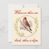 Vogels Inspirerend Quote, Vogelbloemenkrans Feestdagenkaart (Voorkant)