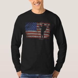 Vogels Kijken Retro Amerikaanse Vlag Trein Vogels T-shirt