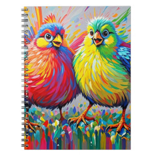 Vogels kleurrijke kunst abstracte dikke reus schat notitieboek