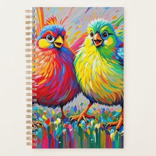 Vogels kleurrijke kunst abstracte dikke reus schat planner