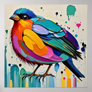Vogels kleurrijke kunst abstracte dikke reus schat poster