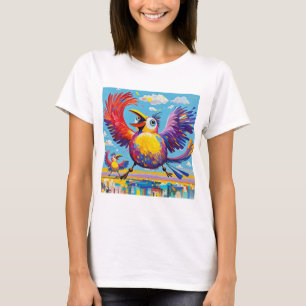 Vogels kleurrijke kunst abstracte dikke reus schat t-shirt