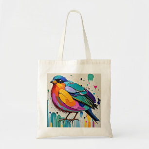 Vogels kleurrijke kunst abstracte dikke reus schat tote bag