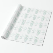 Vogels kooi groen en wit bruiloft aangepaste wrap cadeaupapier (Uitgerold)