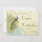  vogels Lagoon Endive Damask Reception Kaart (Achterkant)