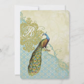  vogels Lagoon Endive Damask Wedding Kaart (Achterkant)