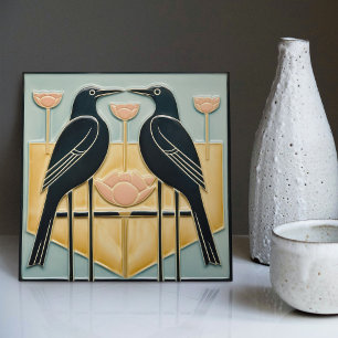  Vogels Mackintosh Art Deco Nouveau Decor Tegeltje