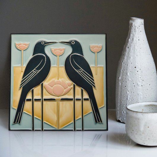  Vogels Mackintosh Art Deco Nouveau Decor Tegeltje