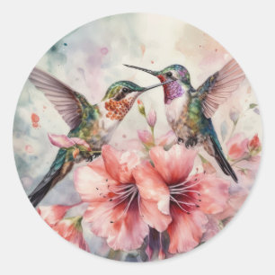Vogels met bloemen ronde sticker