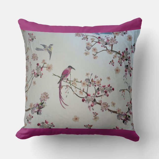 Vogels met Cherry Blossom Kussen (Voorkant)