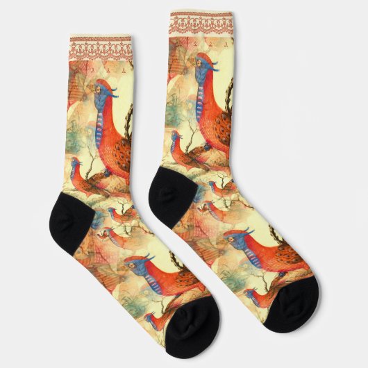 Vogels met Faux Lace Trim Sokken (Rechts)