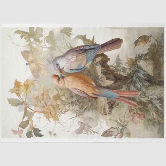 Vogels met lange veren tissuepapier (Voorkant)