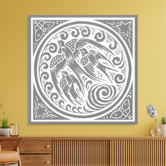  vogels met vlinders en sterren canvas afdruk (Insitu (Woonkamer))