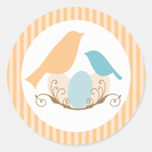 Vogels Nest Baby shower Envelope Seals Ronde Sticker
