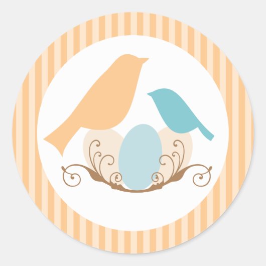 Vogels Nest Baby shower Envelope Seals Ronde Sticker (Voorkant)