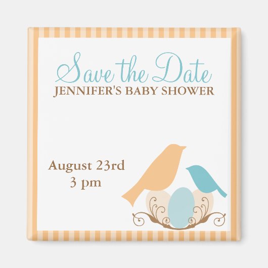 Vogels Nest Baby shower Save the Date magnets Magneet (Voorkant)