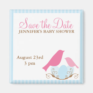Vogels Nest Baby shower Save the Date magnets Magneet