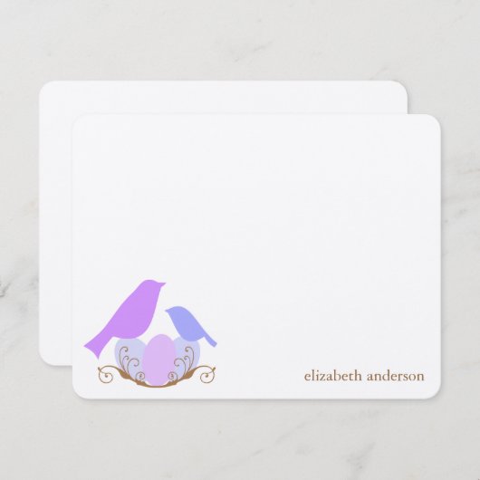 Vogels nest Flat bedankt kaarten (Voorkant / Achterkant)