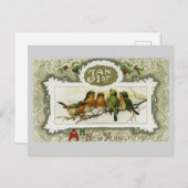 Vogels Nieuwjaar Briefkaart (Voorkant / Achterkant)