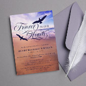 Vogels oceaanstrand forever in ons hart begrafenis kaart