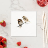 Vogels ontwerpen papieren servetten met grijze vog (Insitu)