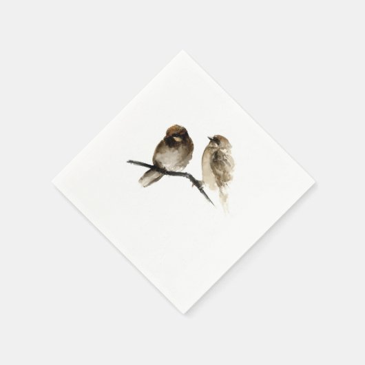 Vogels ontwerpen papieren servetten met grijze vog (Hoek)