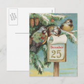 Vogels op 25 december feestdagenkaart (Voorkant / Achterkant)