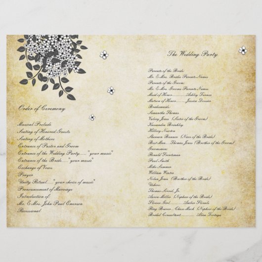  vogels op bijkantoor van het bi-Fold Wedding-prog (Achterkant)