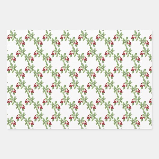 Vogels op bijkantoren, bessen en bladeren inpakpapier vel (Voorkant 2)