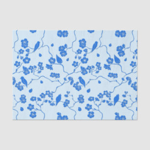 Vogels op Cherry Blossom Blue op Blue Tissuepapier