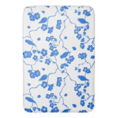Vogels op Cherry Blossom Blue Print Badmat (Voorkant Verticaal)