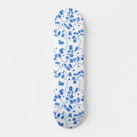 Vogels op Cherry Blossom Blue Print Skateboard (Voorkant)