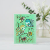 Vogels op de Struik van het Roos Briefkaart (Staand voorkant)