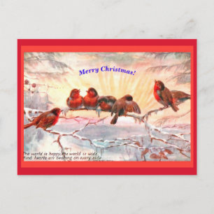 vogels op de Vintage van de kerstochtend zondag Briefkaart