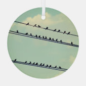 Vogels op draden, blauwe lucht. glas ornament (Achterkant)